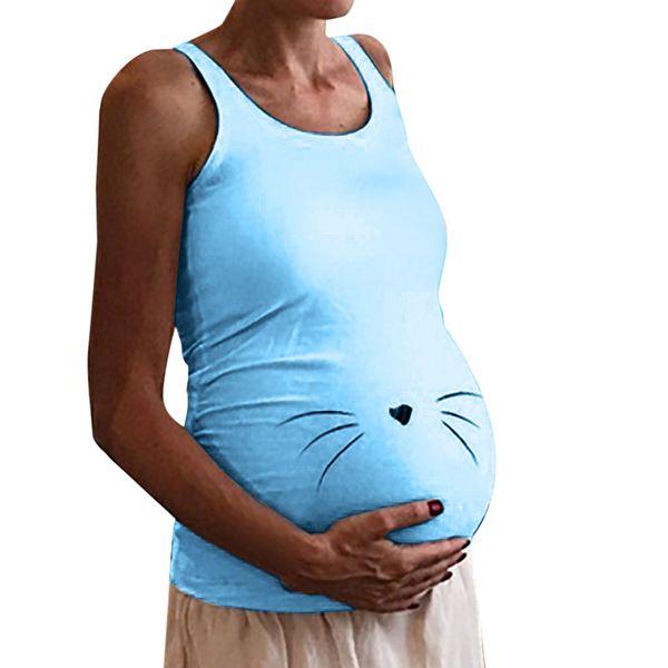 

SAGACE Tanks & Camis Women Sleeveless Maternity Clothings Pregnant Maternity top Cat Printed Lactation Vest Nursing Apl18