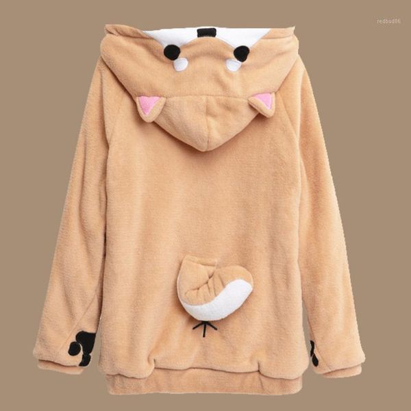 

plush sweatshirt dog ear print hoodie poleron mujer 2019 harajuku xxl cat kawaii winter hoodie japanese letters women1, Black