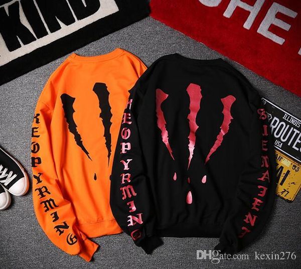 

designer mens pullover men's hoodie black orange big back v letter hip-hop men's hoodies pullovers justin bieber sweatshirt sportw
