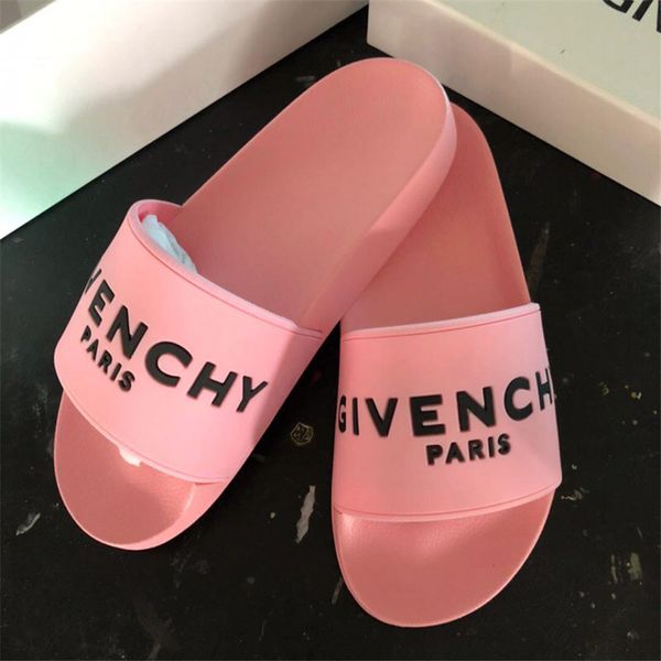 

luxury designer men and women summer pink white rubber slippers beach slide fashion scuffs sandals indoor shoes size 36-45, Black
