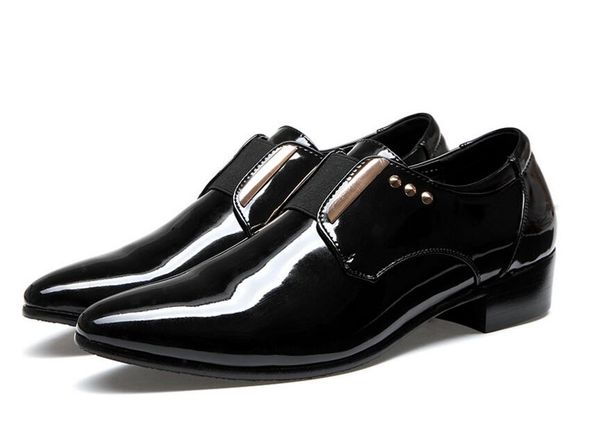 

nice new design fashion men patent leather casual shoes party street trend shoes cool man loafers dress, Black