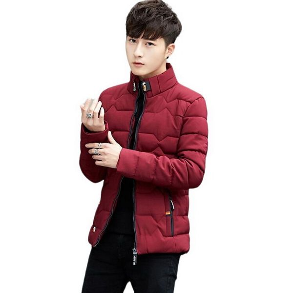 

mens brand parkas mens winter jacket warm casual all-match cotton padded solid men coat 5 colors plus size 4xl stand collar coat, Tan;black