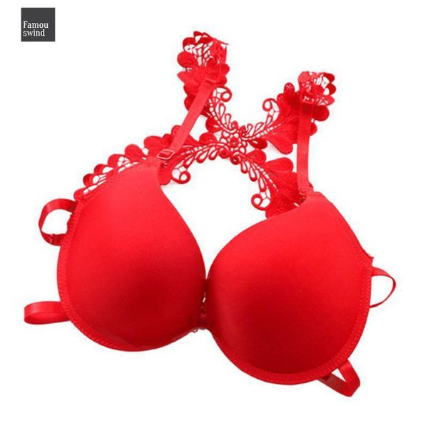 

нижнее белье женщины бюстгальтер передней закрытие sexy lace racer назад гладкая поверхность push up бесшовные lingerie хорошего качества, Red;black