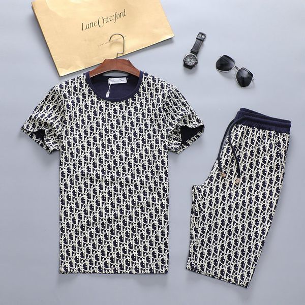 

2020 brand mens tracksuit t shirt +shorts set summer short sleeve tracksuit brand clothing designer joggers, Gray