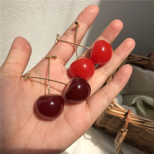 

mengjiqiao 2019 new japan korean cherry shaped drop earrings for women sweet girls cute brincos line pendientes jewelry gifts, Silver