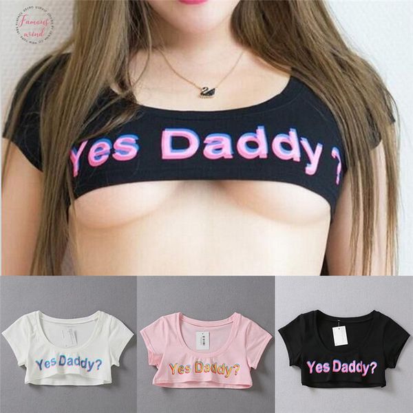 

summer japanese kawaii cute 3d ghost pink yes daddy printed crop cotton cropped appeal t galactosidase, White