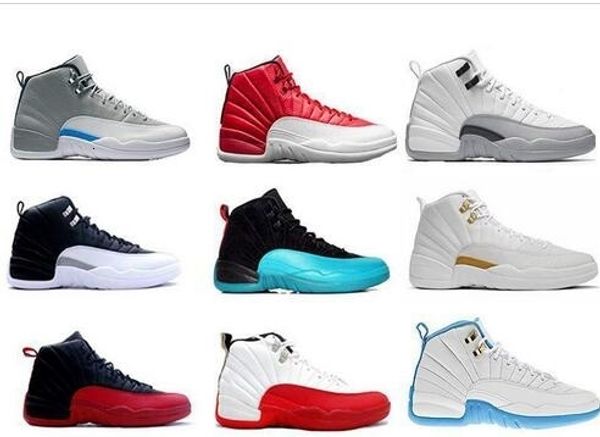 

new 12 12s men basketball shoes white the master black flu game taxi playoffs wolf grey wool sports shoes sneaker