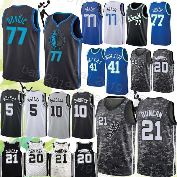 

Ncaa luka 77 doncic jer ey tim 21 duncan demar 10 derozan dejounte 5 murray manu 20 ginobili dirk 41 nowitzk ba ketball jer ey, Black;red