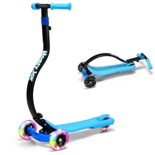 

c shape kids kick scooter outdoor play folding anti-collision boys &girls blue