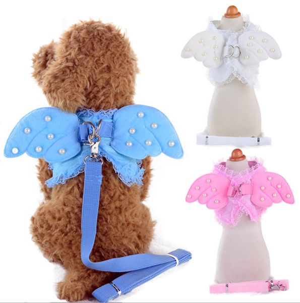 

the latest pet leash dog chest traction rope pet dog rope cute lace angel pearl wing chest strap, ing