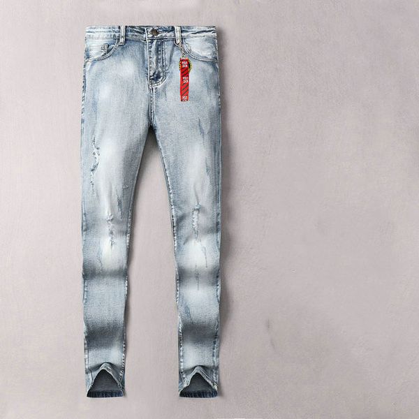 

mens designer jeans hip hop pants stylist biker pants luxury fit motorcycle jogging jeans, Blue