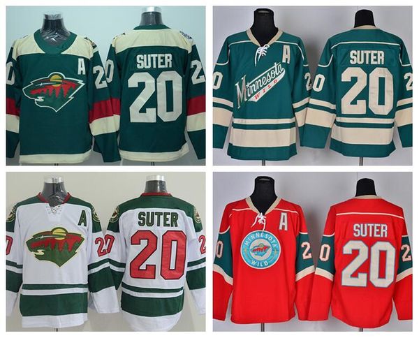 

minnesota wild 20 ryan suter stadium series jerseys ice hockey for sport fans men team color green white red embroider quality, Black;red