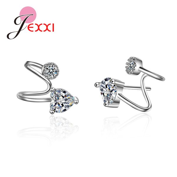 

heart clip earrings for women ear clip s-shaped earrings earless jewelry accessory party wedding/engagement, Silver