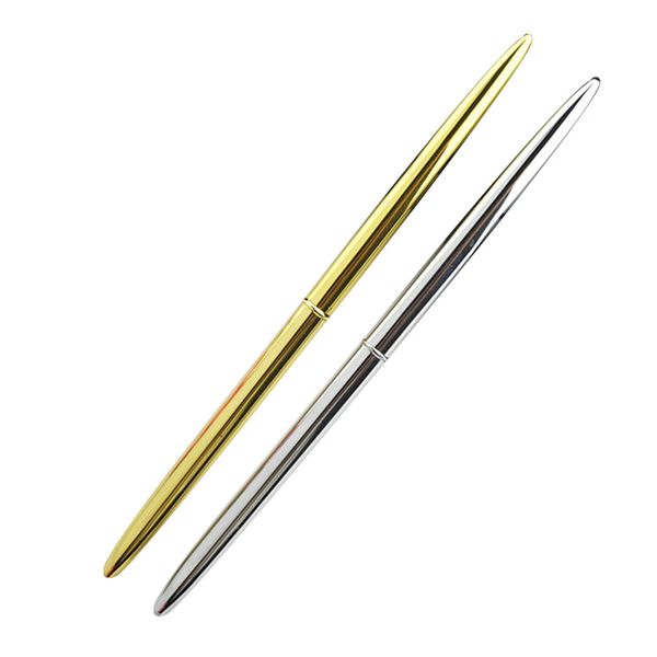 

mini 0.5mm metal ballpoint pen brass rotate gold sliver luxury ball point pen black blue ink color office school pencil writing, Blue;orange