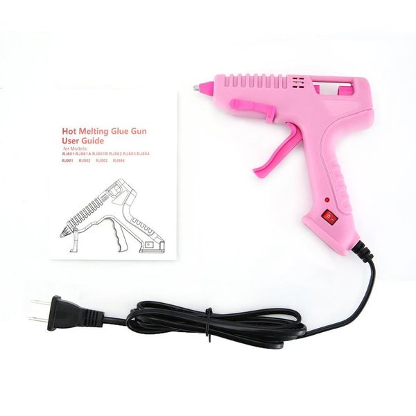 

uk melt glue gun with glue stick rj801 30w for diy handwork toy repair tools electric heat temperature guns pink color