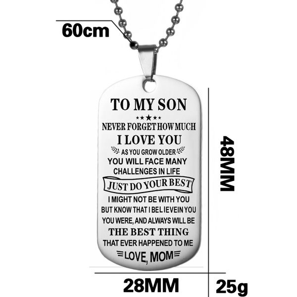 

dad mom dog tag necklace birthday gift for kids fashion family jewelry to my son daughter i want you to believe love, Silver