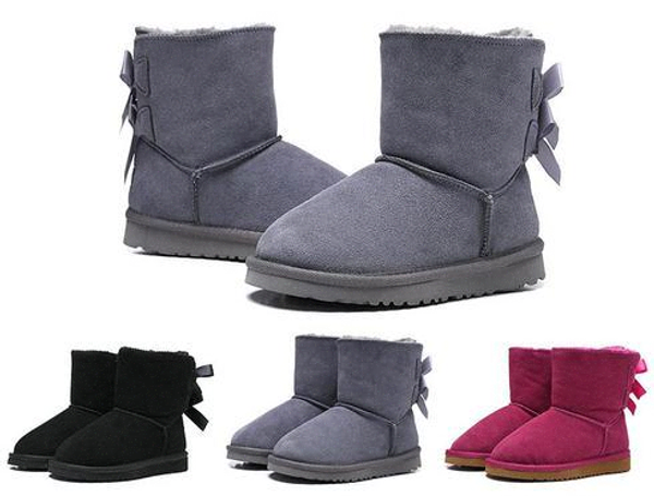 

2019 classic australia wgg women fluffuggs platform womens boots girls lady bailey bow winter snow warm fur boot 36-41 hsq54dba0#, Black