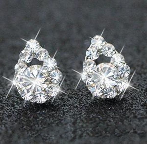 Brincos de diamante de strass com prata Brincos de jóias de noiva Brincos de casamento Jóias de festa noturna Mulheres Prom Estrela Anti Alérgica da Coréia do Sul