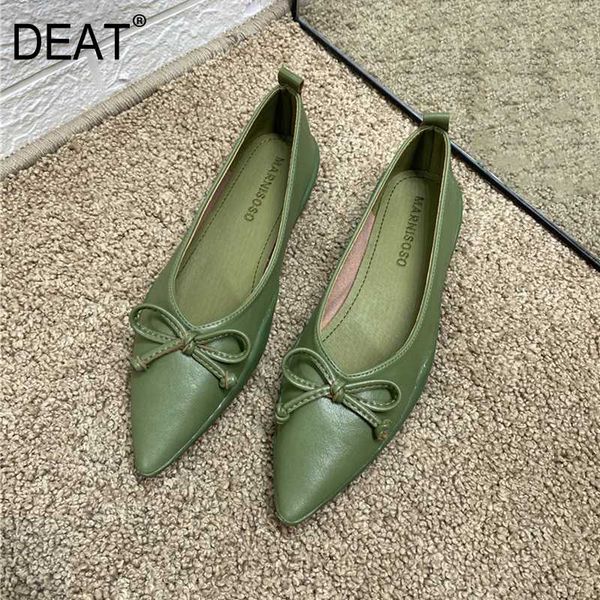 

deat] 2020 pointed toes shallow bowknot simple sweet retro single flat shoes women new spring autumn fashion tide 10i515, Black