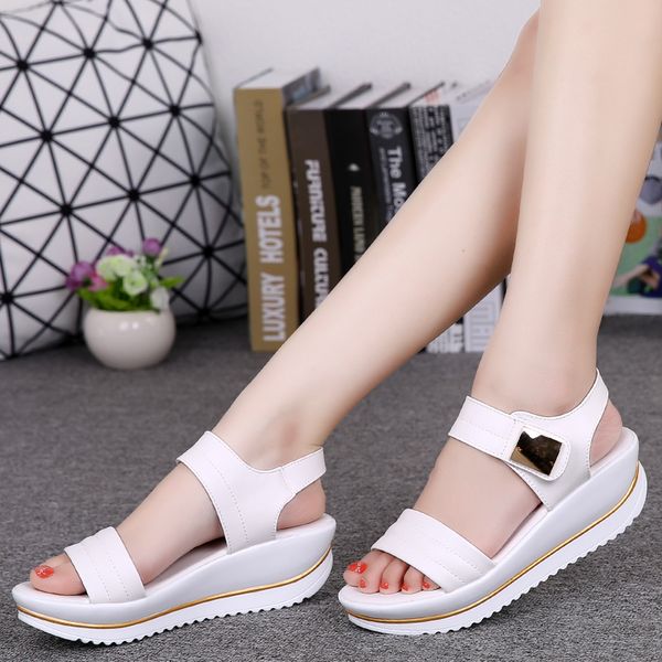 

women summer casual wedge sandals fashion breathable ladies platform shoes black white