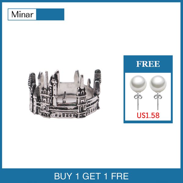 

vintage european old castle rings for men women antique sliver plated carving gothic church finger rings festival jewelry gifts, Golden;silver