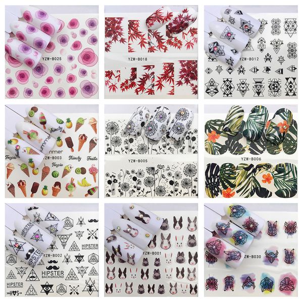 

new 1pcs water transfer stickers mixed water decals for nails art decor tool women nail stickers special diy nail art tools, Black