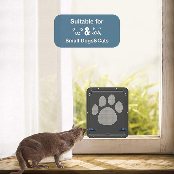 2019 Screen Door With Pet Door Built In Magnetic Automatic Lockable Door For Small Dog Cat Gate Window Screen Doggie Flap Safe Pet Supplies From
