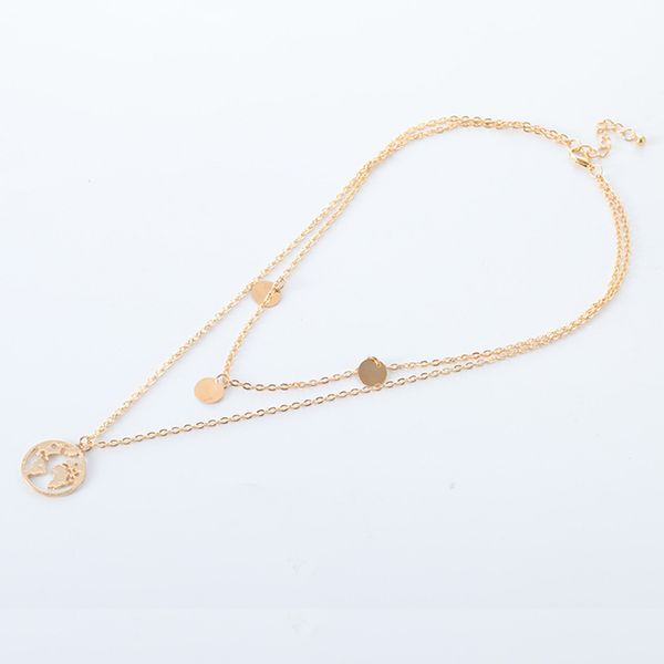 

chic alloy unique gift simple circle hollow out double layers fashion pendant jewelry women necklace, Silver
