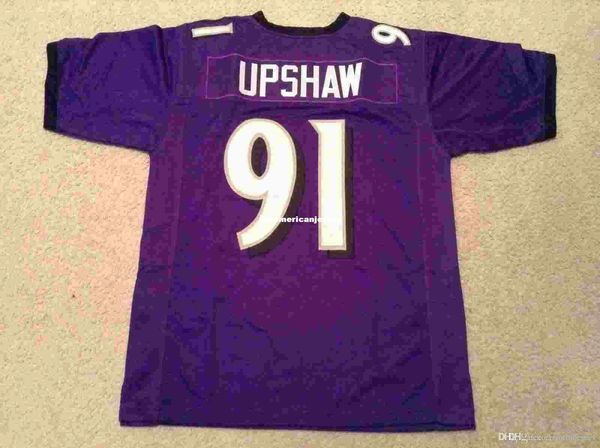 

retro custom sewn stitched #91 courtney upshaw purple mitchell & ness jersey s-5xl,6xl men's football jerseys rugby, Black;blue