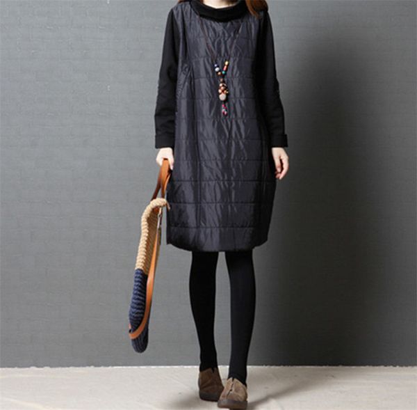 

2019 winter coat jacket women's turtleneck warm parkas plus size long parka coat patchwork outwear black gray autunm m-7xl