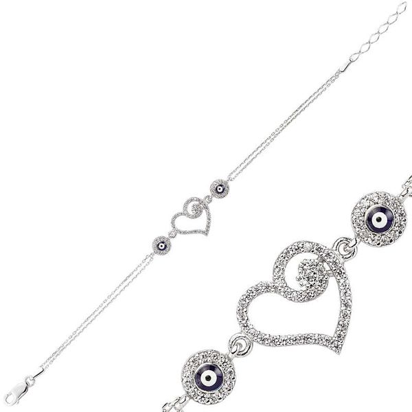 

merve sterling silver heart women bracelet, Golden;silver