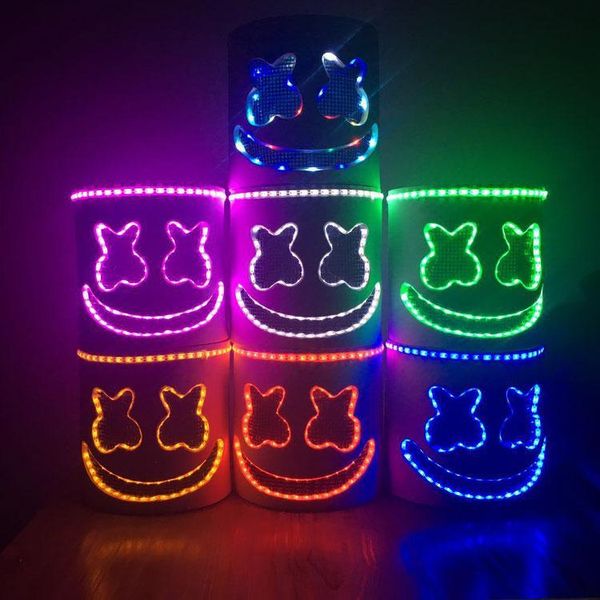 Led Light Mask Full Head Helmet Halloween Cosplay Bar Music Props