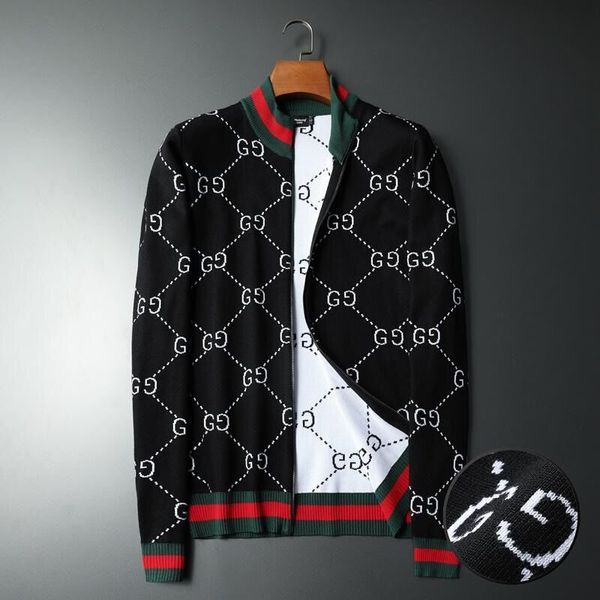 

new international high-end new high-quality sweater fashion alphabet sweatshirt stand-up collar cardigan coat men's ladies  --4xl, White;black