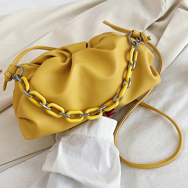 

цвет цепь crossbody сумка для женщин 2020 новой твердых наплечных сумок малой кожа pu сумки женских складок сумка bolsa