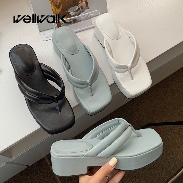

platform flip flops women wedge slippers square to female new casual slides thick bottom ladies fashion chic summer shoes, Black