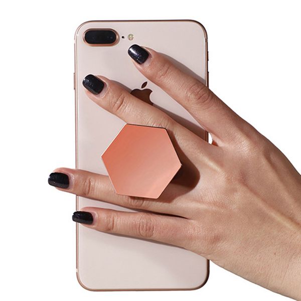 

universal finger ring holder plating hexagon grip extending stand car mobile phone ring holder for x 7 support stand with retail packaging