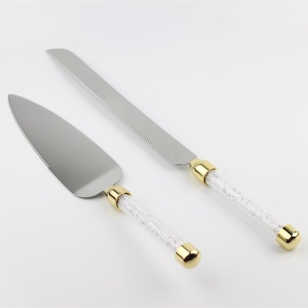 Stainless Steel 18 8 With Gold Handle And Rhinestones Wedding Cake
