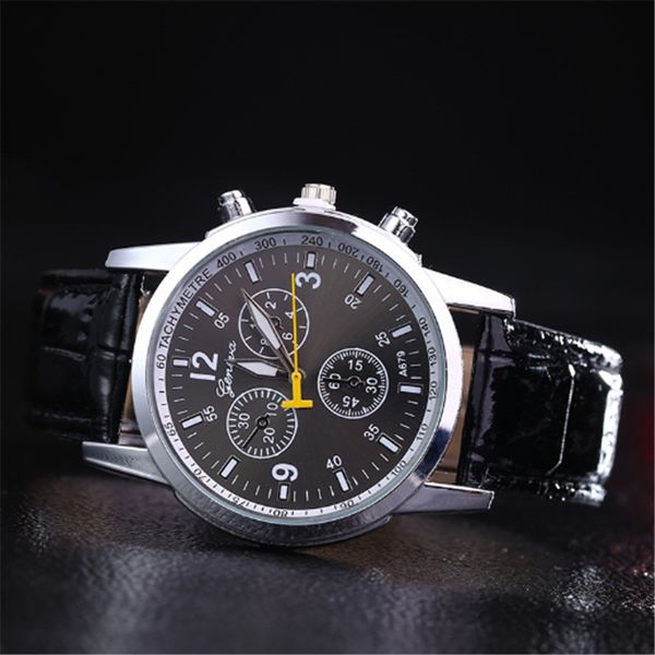 

2019 luxury watch men's watches fashion decorative chronograph clock men sport leather band wristwatch relogio masculino, Slivery;brown