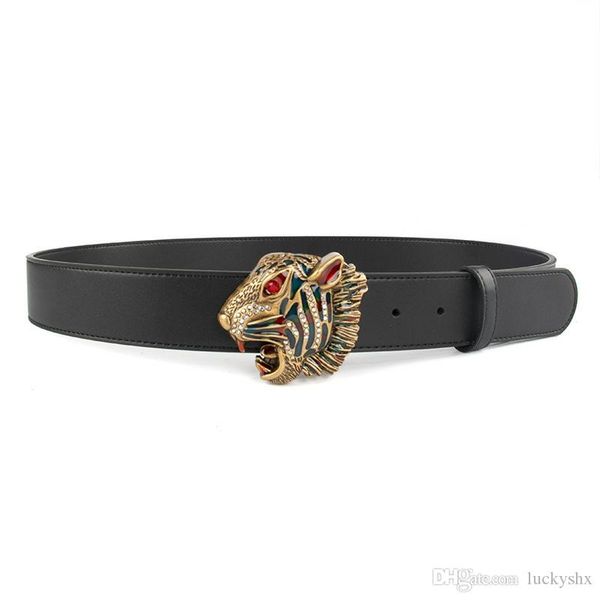 

selling new mens black belt genuine leather business belts pure color belt tiger buckle belt for gift, Black;brown