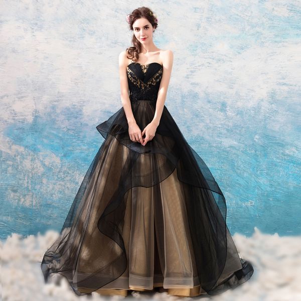 

vintage black gothic prom dresses halloween tulle girls long elegant women evening party gowns 8 grade graduation dresses, White;black