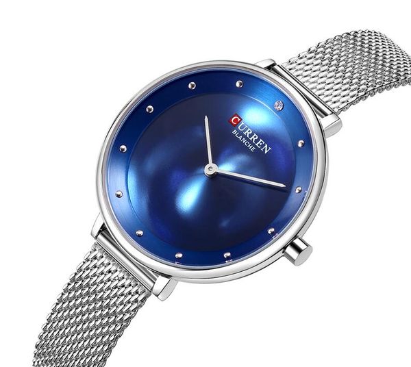 

woman watches curren fashion ladies watch blue steel mesh quartz wristwatch casual female clock, Slivery;brown