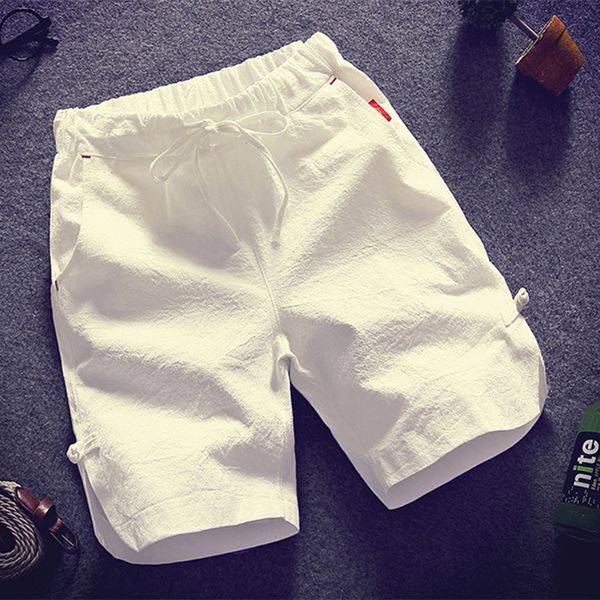 

men shorts chinese style 2019 new summer fashion thin and light male casual shorts teenage boy linen cotton black white gray, White;black