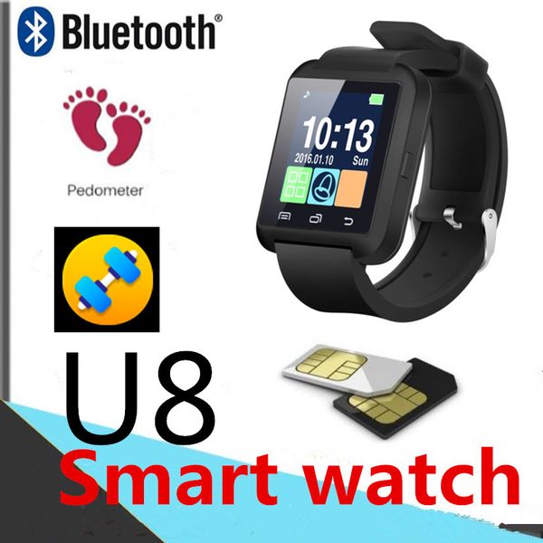 

u8 bluetooth smart watch наручные часы сенсорный экран для всех совместимых спальных мониторов smartwatch с розничной упаковкой sim-карты v8
