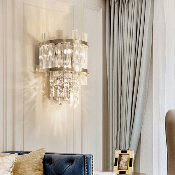 2019 Modern Luxurious Crystal Wall Lamp Chrome Wall Lighting
