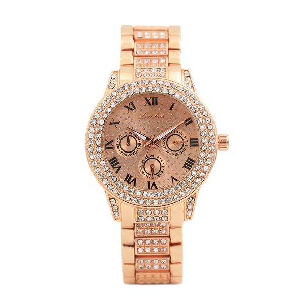 

2019 fashion metal bracelet watch quartz gold watch crystal diamond quartz wristwatch, Slivery;brown