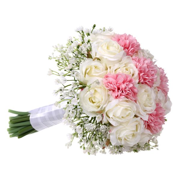 

artificial plastic rose bridal hand bouquet with lace for wedding decoration 28 x 22 cm tb sale