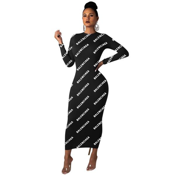 

5 style women letter print bodycon dress autumn crew neck long sleeves pencil dress women party dress casual dresses s-xxl