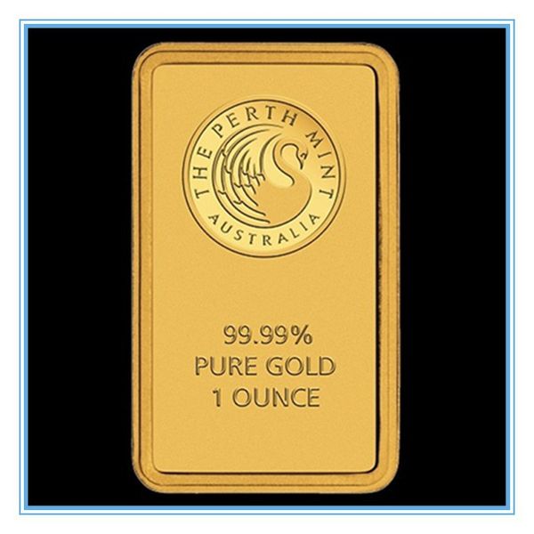 

DHL ship 1oz Australia The Perth Mint 1 Ounce Gold Plated High Relief Replica Souvenir gold bullion Gold Bar Metal Crafts Non magnetic