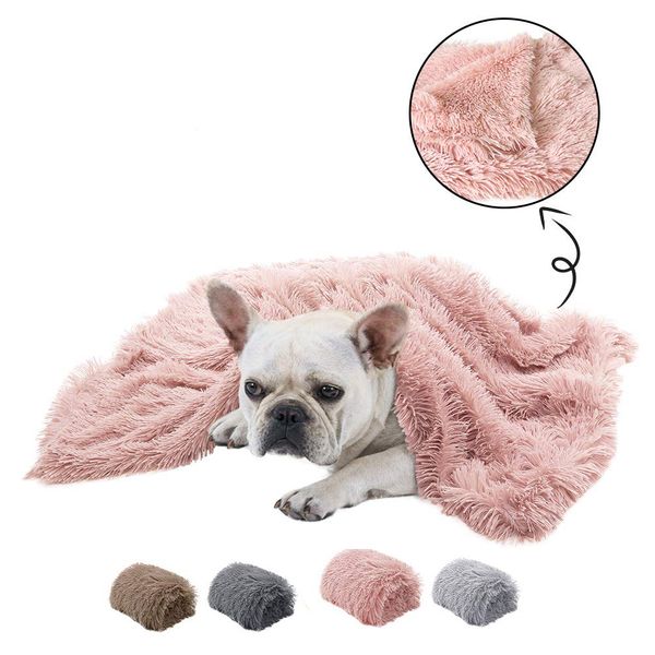 

pet dog cat fluffy fur blanket sleeping mat dogs cats bed cushion cover reversible double layer washable for dog bed couch sofa