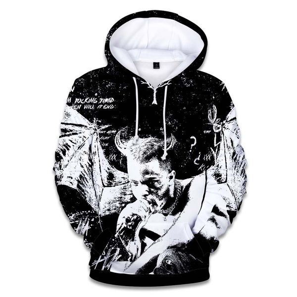 

e-baihui brand men 3d hoodies xxxtentacion darke fitness hoodies fashion hipster hoody rap long sleeve plus size fh01, Black